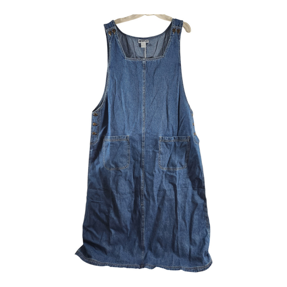 Haiks womens plus sz 22w blue jean denim jumper overall dress maxi 90s Y2K NWT